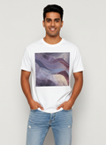 Women's White Purple Marble Print T-Shirt Crew Neck Rolled Short Sleeve Casual Loose Graphic Tee